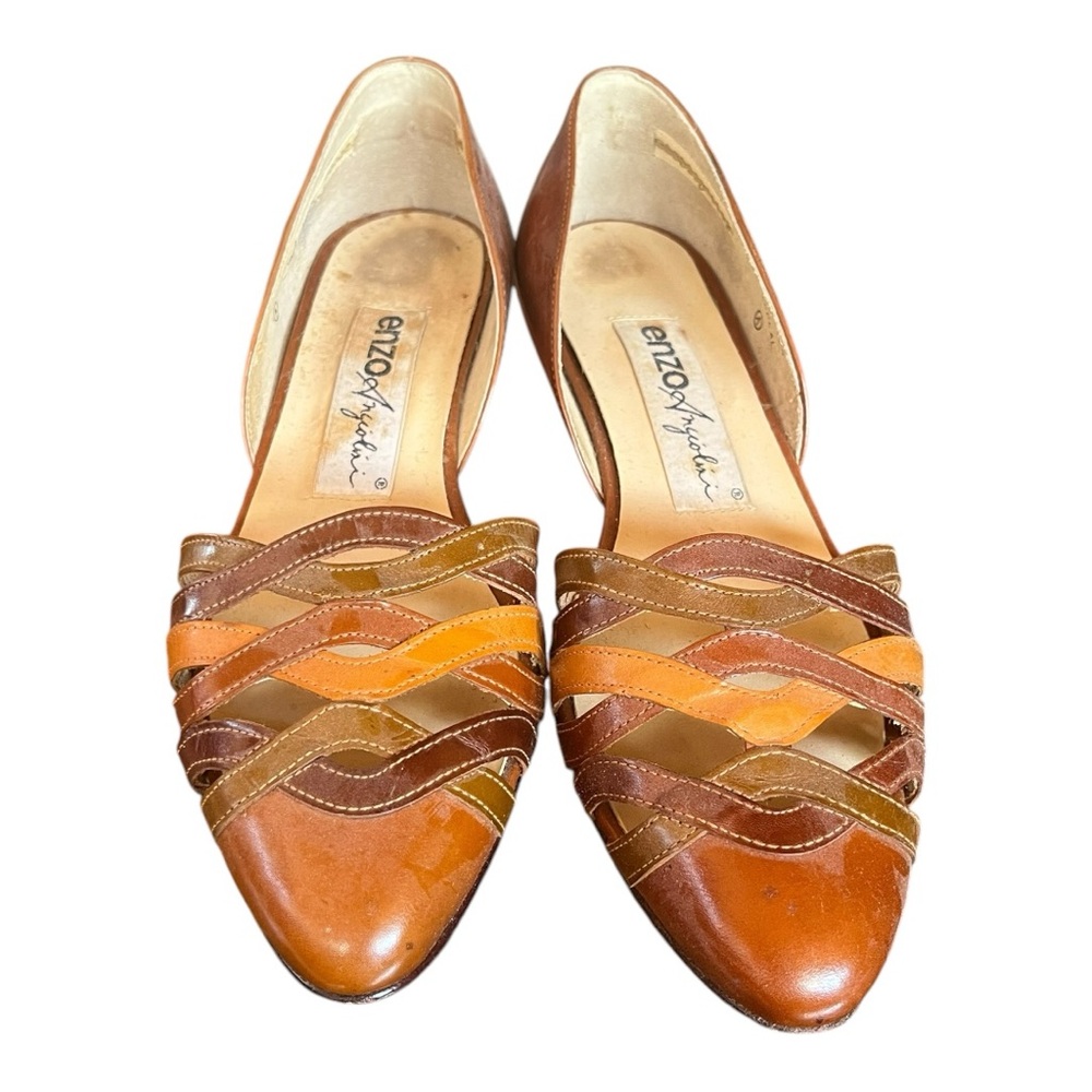 Enzo Angiolini Women's Brown and Tan Flats Vintage 1980’s
